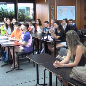 Students attending orientation at Gold Coast English School